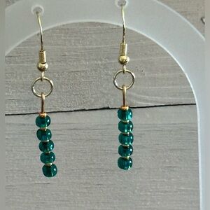 Handmade Beaded Earrings 18k Gold Plate Czech Glass Beads